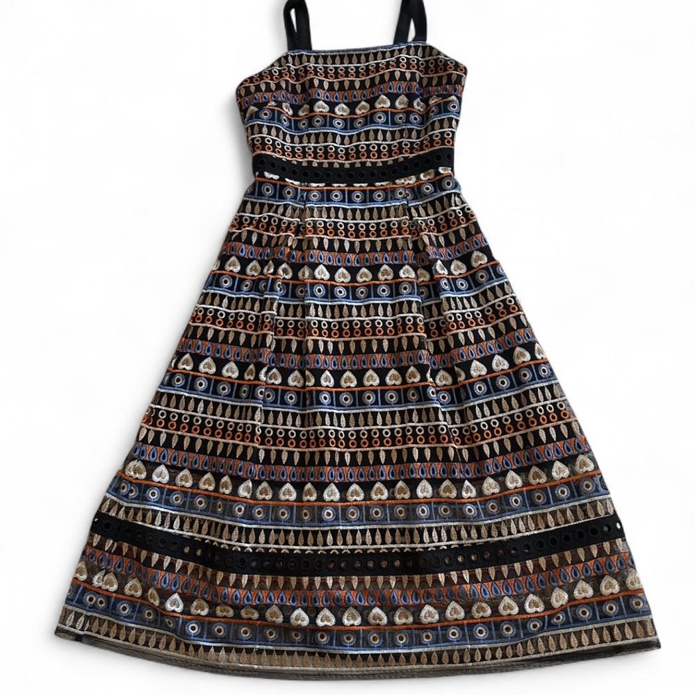 Antonio Melani Gwynn Embroidered Midi Dress 2 Santa Fe Sunset Boho Folk Art